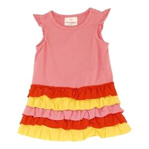 Hanna Andersson Pink Color Block Midi Dress 18-24 Months, EUC